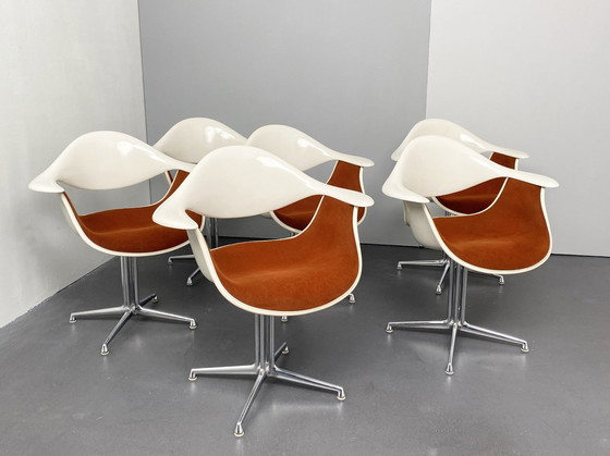 Image 1 of Lot de 6 chaises Daf, piètement La Fonda, Hopsack, George Nelson Pour Herman Miller International Collection, Vitra, Allemagne