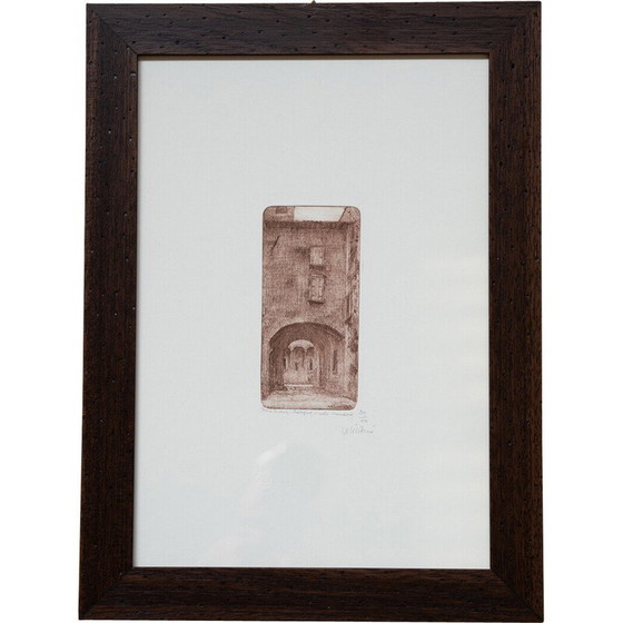 Image 1 of Peinture vintage avec cadre en frêne et verre, 1980