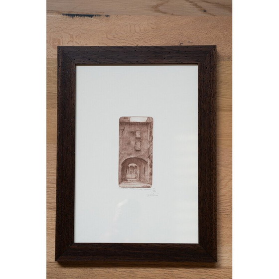 Image 1 of Peinture vintage avec cadre en frêne et verre, 1980