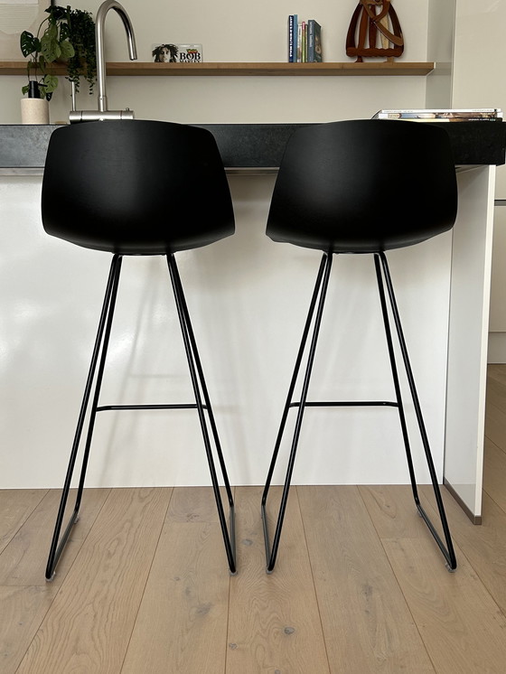 Image 1 of 2x Miunn Barstool Slide Base Black H75