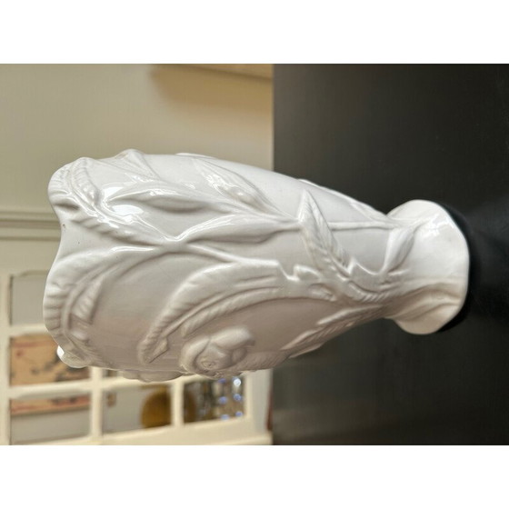 Image 1 of Vase vintage en faïence blanche avec perroquet, 1970