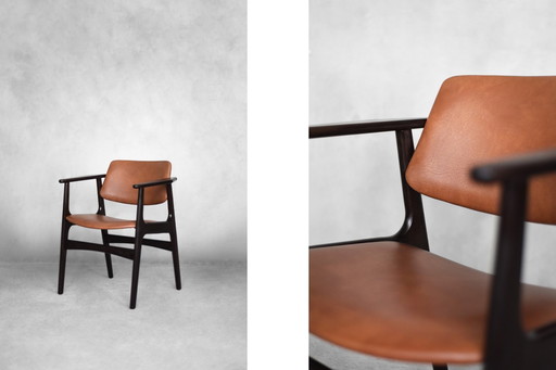 Chaise de bureau vintage Mid Century Scandinavian Modern Mahogany, 1960S