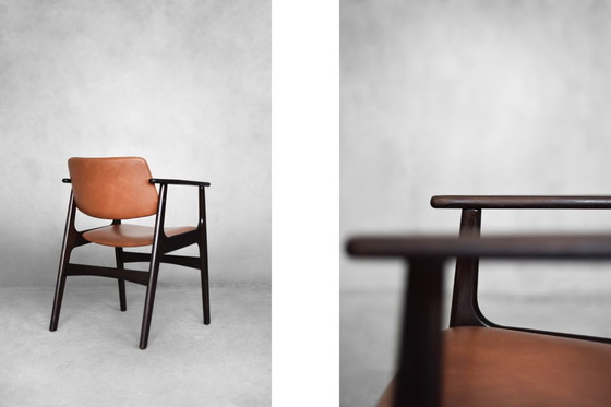 Image 1 of Chaise de bureau vintage Mid Century Scandinavian Modern Mahogany, 1960S