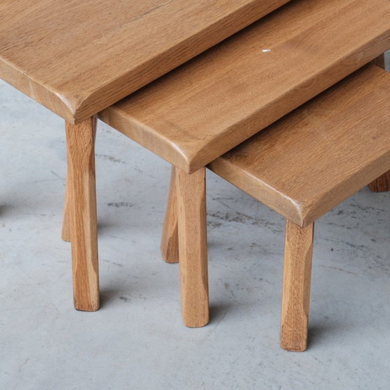 Image 1 of Tables gigognes en chêne blond du Mid Century, Belgique 1970