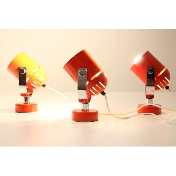 Image 1 of Ensemble de 3 lampes murales rouges vintage, Tchécoslovaquie 1970