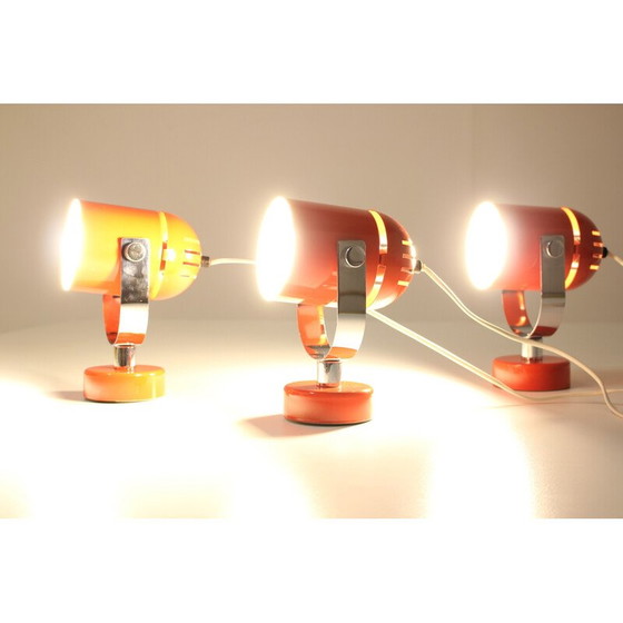 Image 1 of Ensemble de 3 lampes murales rouges vintage, Tchécoslovaquie 1970