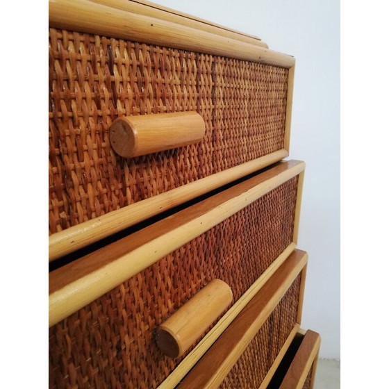 Image 1 of Commode vintage en bambou et rotin, 1970