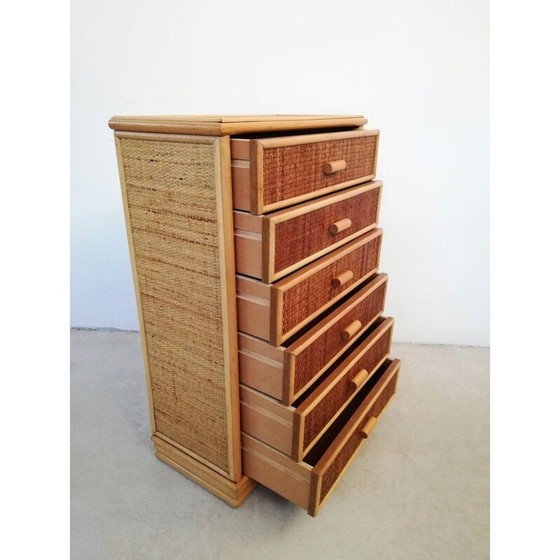 Image 1 of Commode vintage en bambou et rotin, 1970