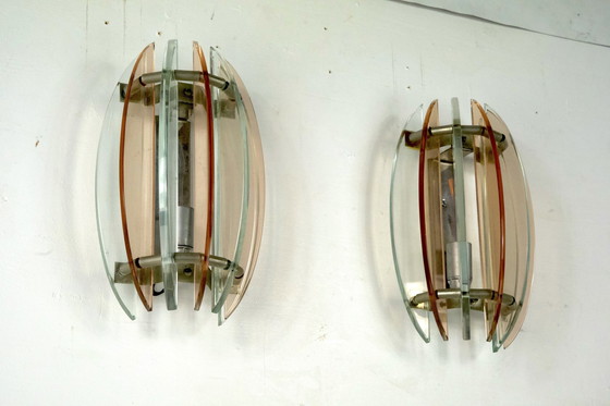 Image 1 of Paire d'appliques en verre épais de Veca, Italie, années 1960