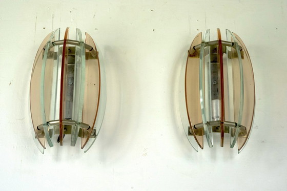 Image 1 of Paire d'appliques en verre épais de Veca, Italie, années 1960