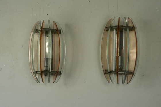 Image 1 of Paire d'appliques en verre épais de Veca, Italie, années 1960