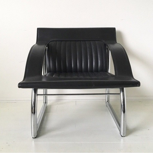 De Sede DS-127 Rare canapé et chaise longue en cuir noir par Gerd Lange - années 1980