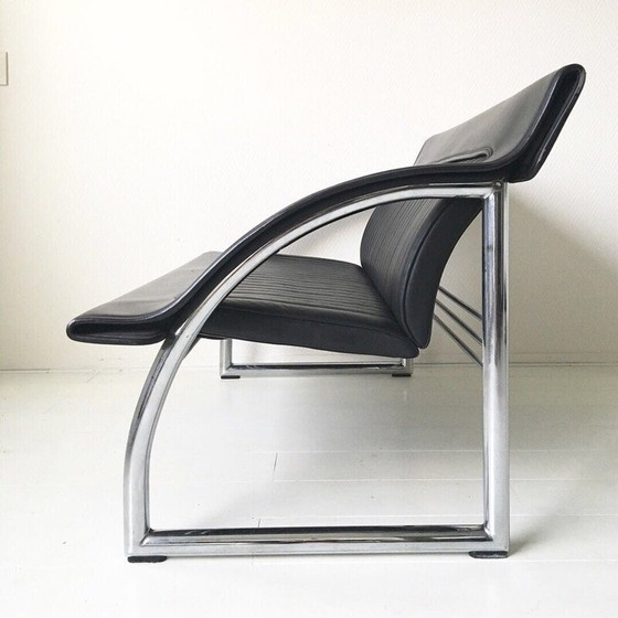 Image 1 of De Sede DS-127 Rare canapé et chaise longue en cuir noir par Gerd Lange - années 1980