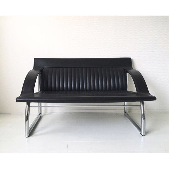 Image 1 of De Sede DS-127 Rare canapé et chaise longue en cuir noir par Gerd Lange - années 1980