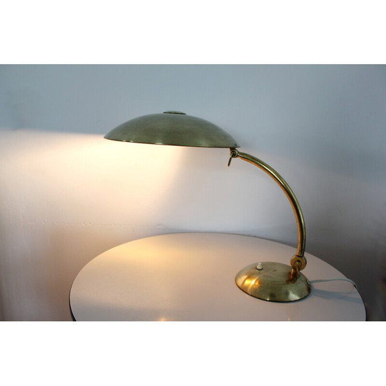 Image 1 of Lampe de bureau vintage Bauhaus en laiton par Egon Hillebrand