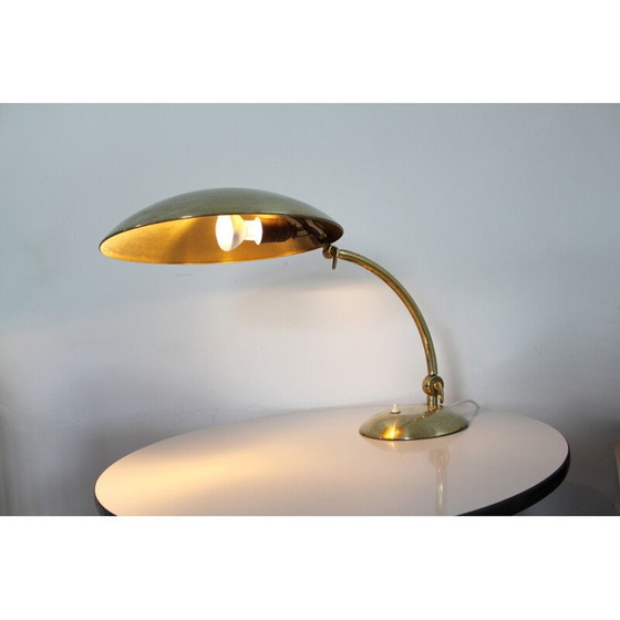 Image 1 of Lampe de bureau vintage Bauhaus en laiton par Egon Hillebrand