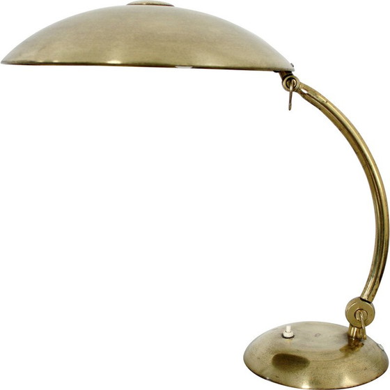Image 1 of Lampe de bureau vintage Bauhaus en laiton par Egon Hillebrand