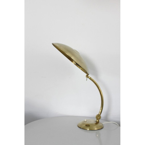Image 1 of Lampe de bureau vintage Bauhaus en laiton par Egon Hillebrand