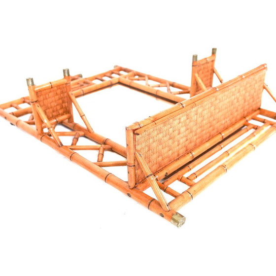 Image 1 of Miroir vintage en rotin et laiton, 1970