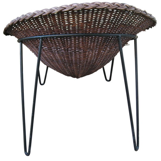 Image 1 of Paire de chaises panier en osier, France 1950