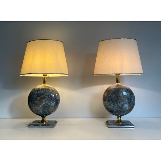 Image 1 of Paire de lampes en céramique vintage par Philippe Barbier, France 1970