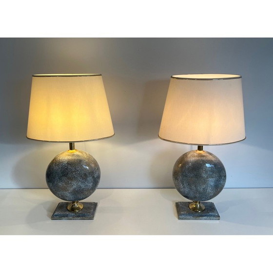 Image 1 of Paire de lampes en céramique vintage par Philippe Barbier, France 1970