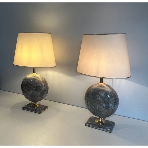 Image 1 of Paire de lampes en céramique vintage par Philippe Barbier, France 1970