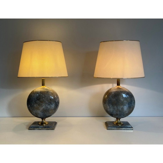 Image 1 of Paire de lampes en céramique vintage par Philippe Barbier, France 1970