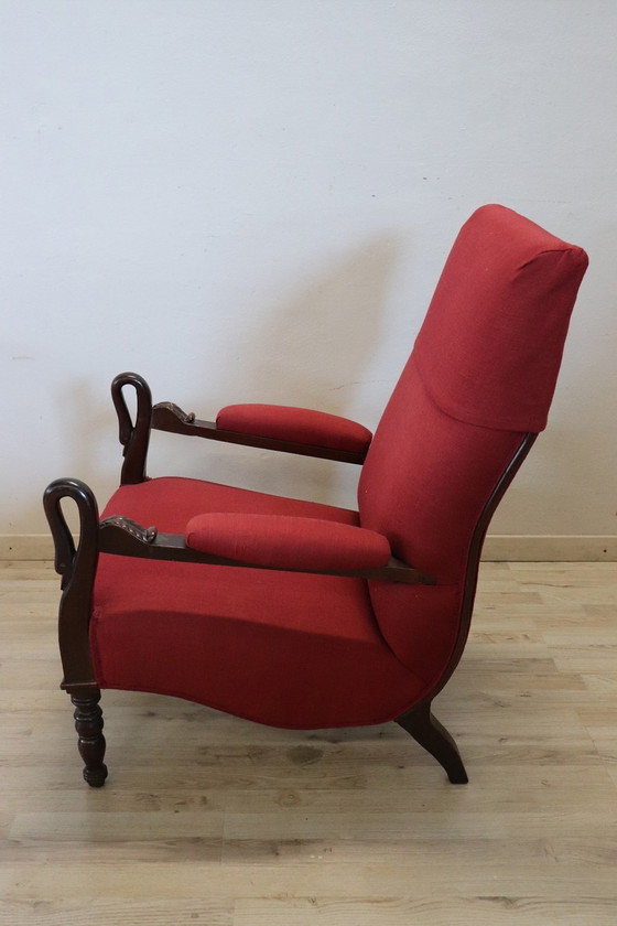 Image 1 of Fauteuil ancien en bois, 19ème siècle