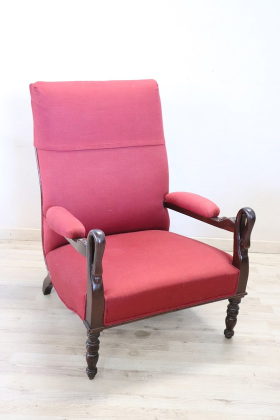 Image 1 of Fauteuil ancien en bois, 19ème siècle
