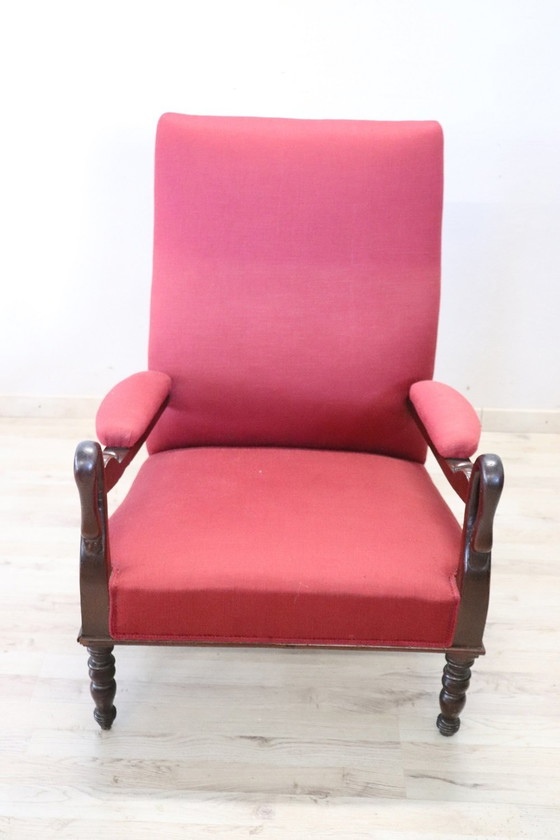 Image 1 of Fauteuil ancien en bois, 19ème siècle