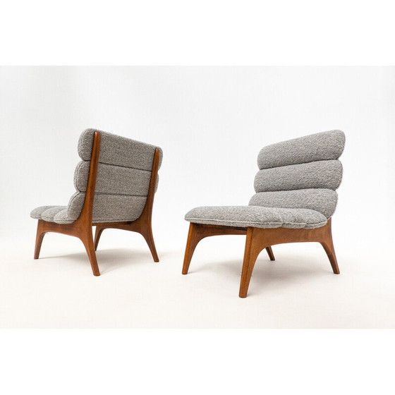 Image 1 of Paire de fauteuils vintage en bois et tissu, Italie