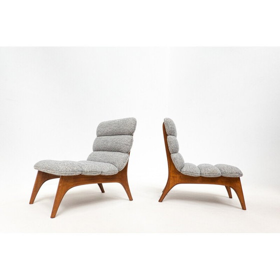 Image 1 of Paire de fauteuils vintage en bois et tissu, Italie