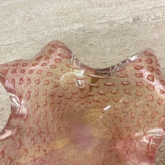 Image 1 of Coupe en verre de Murano avec paillettes d'or, 1970S