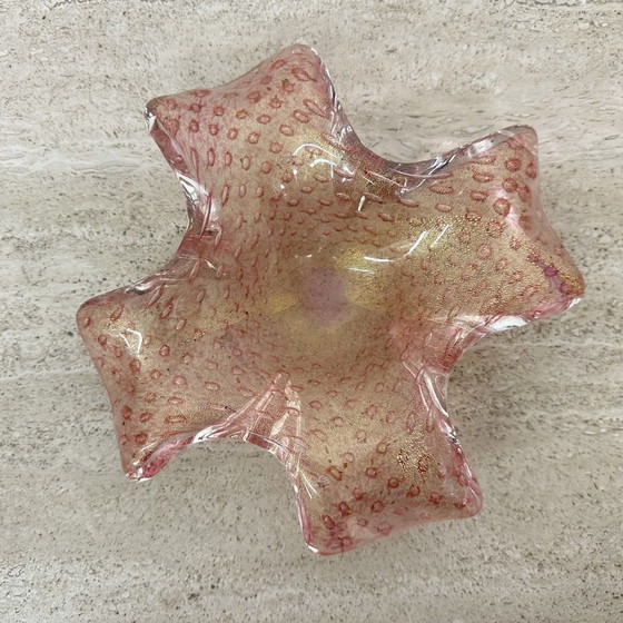 Image 1 of Coupe en verre de Murano avec paillettes d'or, 1970S