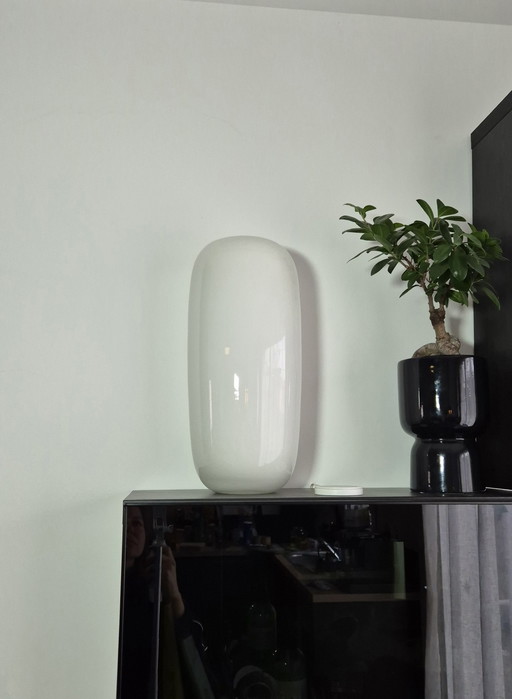 Grand Vase En Verre Blanc Herve Gambs Paris – Hauteur 38 Cm