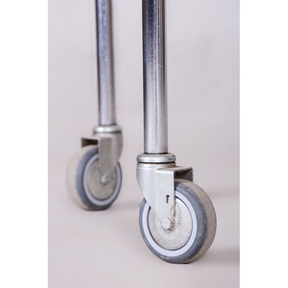 Image 1 of Chariot vintage Bauhaus en acier chromé et verre, Allemagne 1940