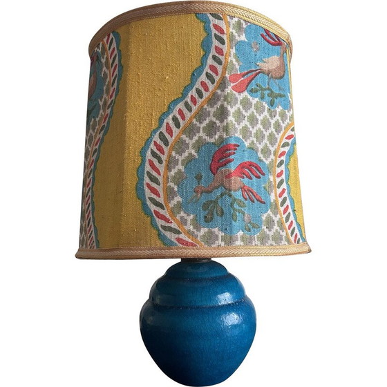 Image 1 of Lampe vintage en céramique émaillée bleue et craquelée, 1970