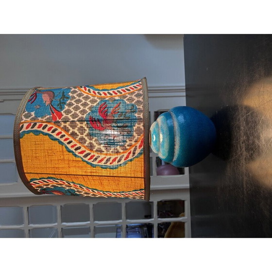 Image 1 of Lampe vintage en céramique émaillée bleue et craquelée, 1970