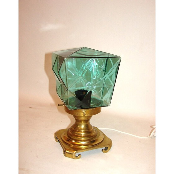Image 1 of Lampe de nuit vintage en laiton et verre, Pologne 1960