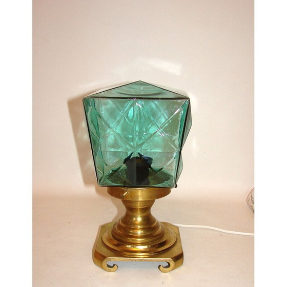 Image 1 of Lampe de nuit vintage en laiton et verre, Pologne 1960
