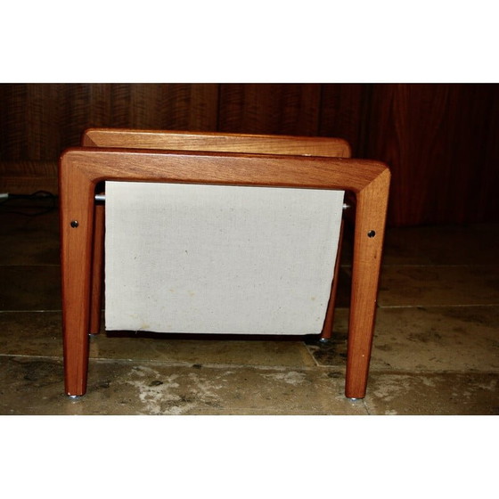 Image 1 of Porte-revues vintage en teck et coton, 1950