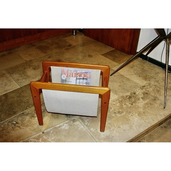 Image 1 of Porte-revues vintage en teck et coton, 1950