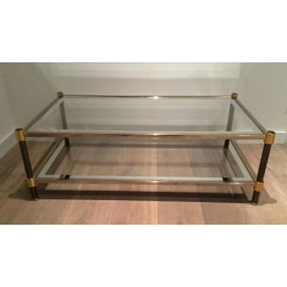 Image 1 of Table basse vintage en verre et patine, 1970