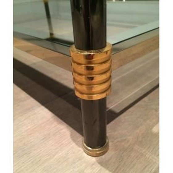 Image 1 of Table basse vintage en verre et patine, 1970