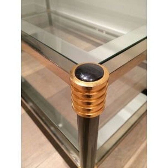 Image 1 of Table basse vintage en verre et patine, 1970