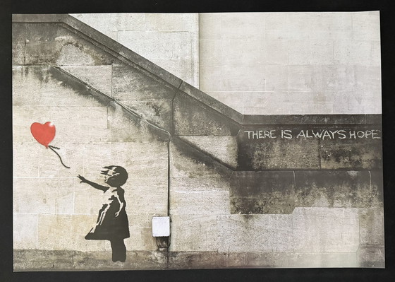 Image 1 of Banksy : "Hope Girl With Red Balloon" (Fille de l'espoir avec un ballon rouge).