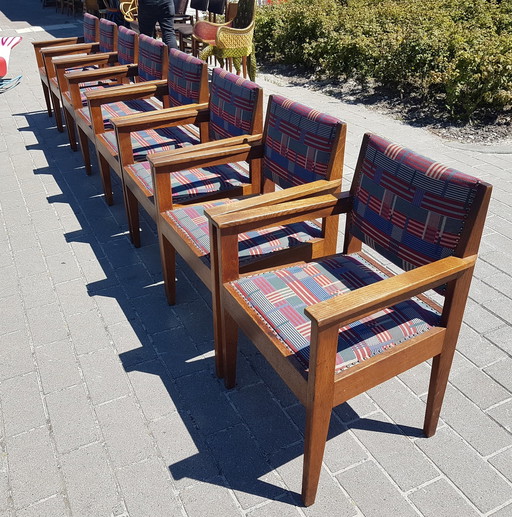 Ensemble de 8 fauteuils École d'Amsterdam Fa. Huizinga