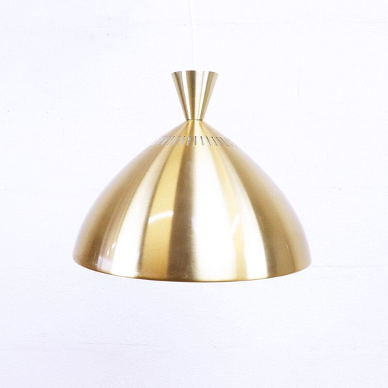 Image 1 of Lampe suspendue vintage en métal doré, Suède 1960