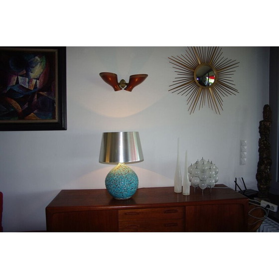 Image 1 of Lampe de table vintage bleu par René Hénon